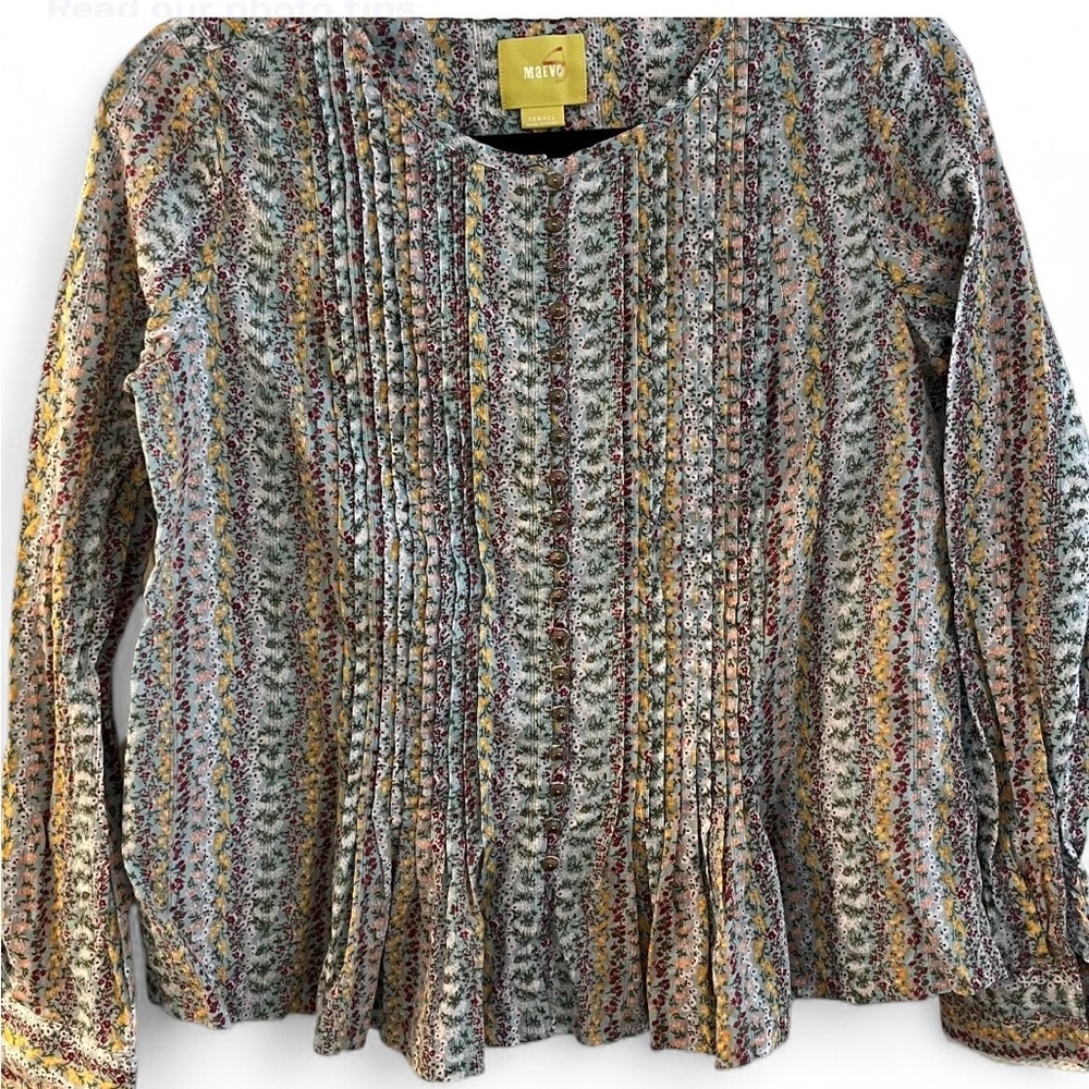 Women’s Maeve Anthropology Multicolor Striped Floral Blouse